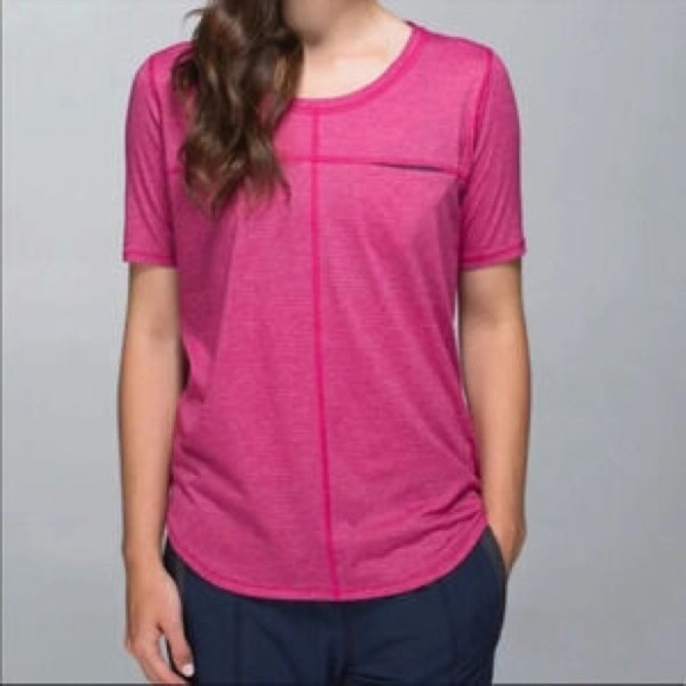 Lululemon Pink Space Dye Short Sleeve Athletic Training Top Women Size 10